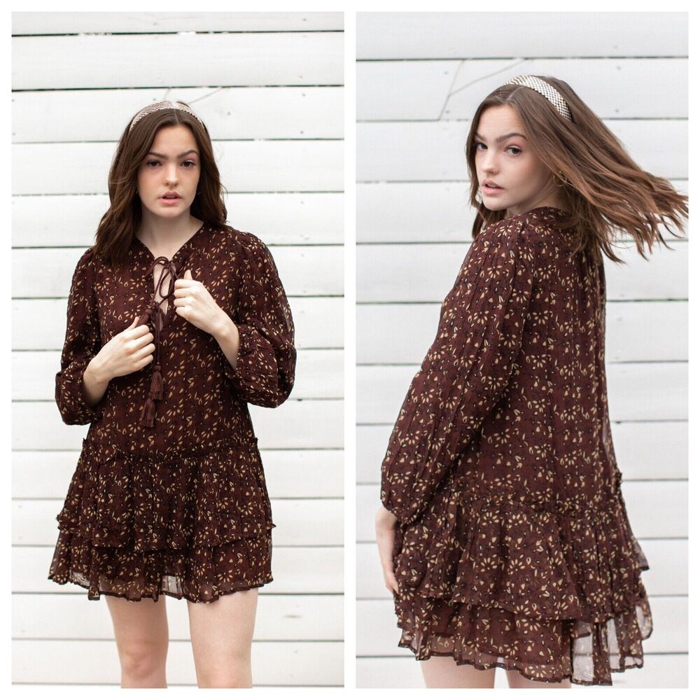 Cleobella 100% Organic Cotton Jaslynn Mini Dress in Zaida Block Print Size S NWT